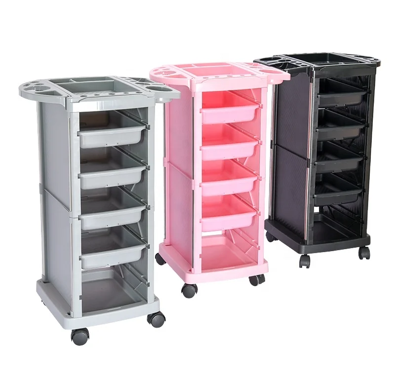 Factory Direct Beauty Salon Trolley Hairdressing Plastic Salon Furniture with Drawers