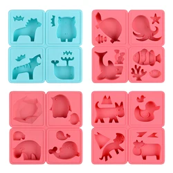 4 Cavities Cartoon Shape Soap Mold Silicone Mould For DIY Handmade Soap Making Animals Bird Dog Cat Owl Pig Duck Whale Tiger