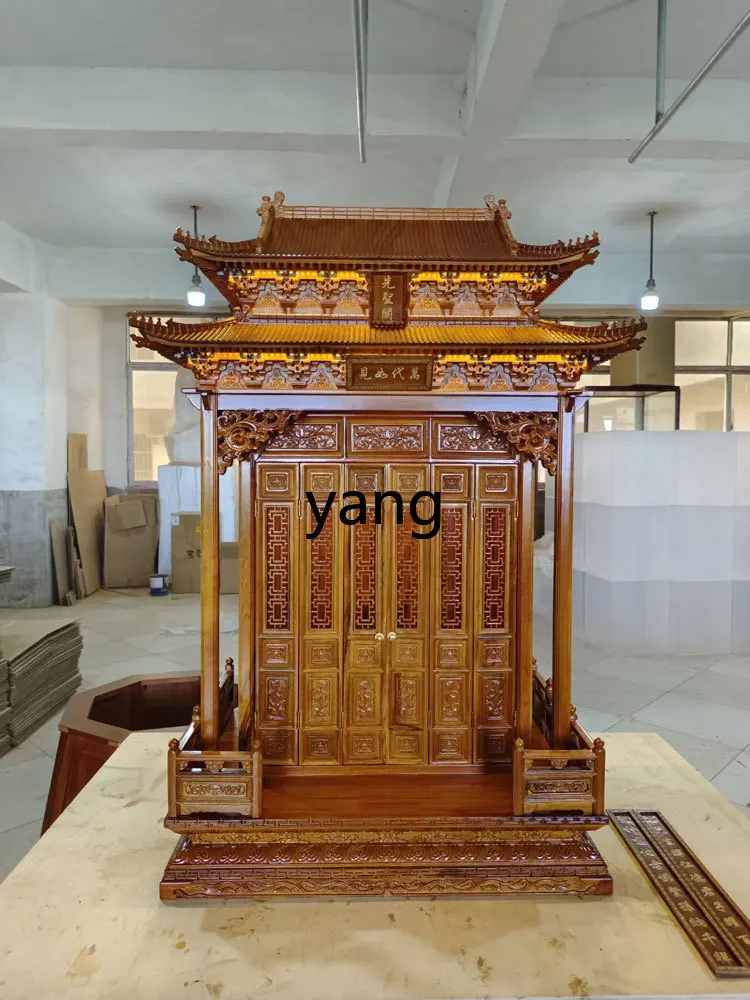 Solid wood supply table household God of Wealth supply cabinet roof hanging casket