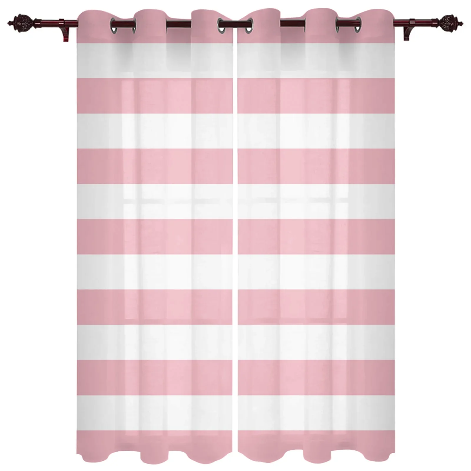 

French Window Curtains Stripes Pink Simple Living Dining Room Kids Bedroom Screens Modern Luxury Home Decor Valance Curtains