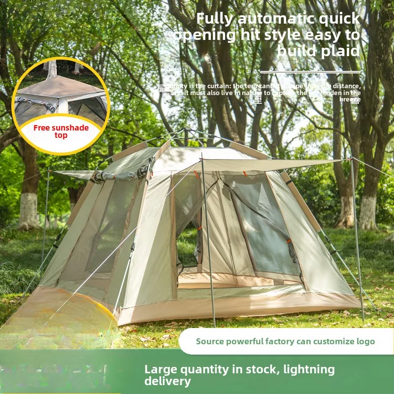 

Outdoor Automatic Pop-up Foldable Tent for Multi-Person Camping Beach 4-Side Waterproof Portable Quick Setup