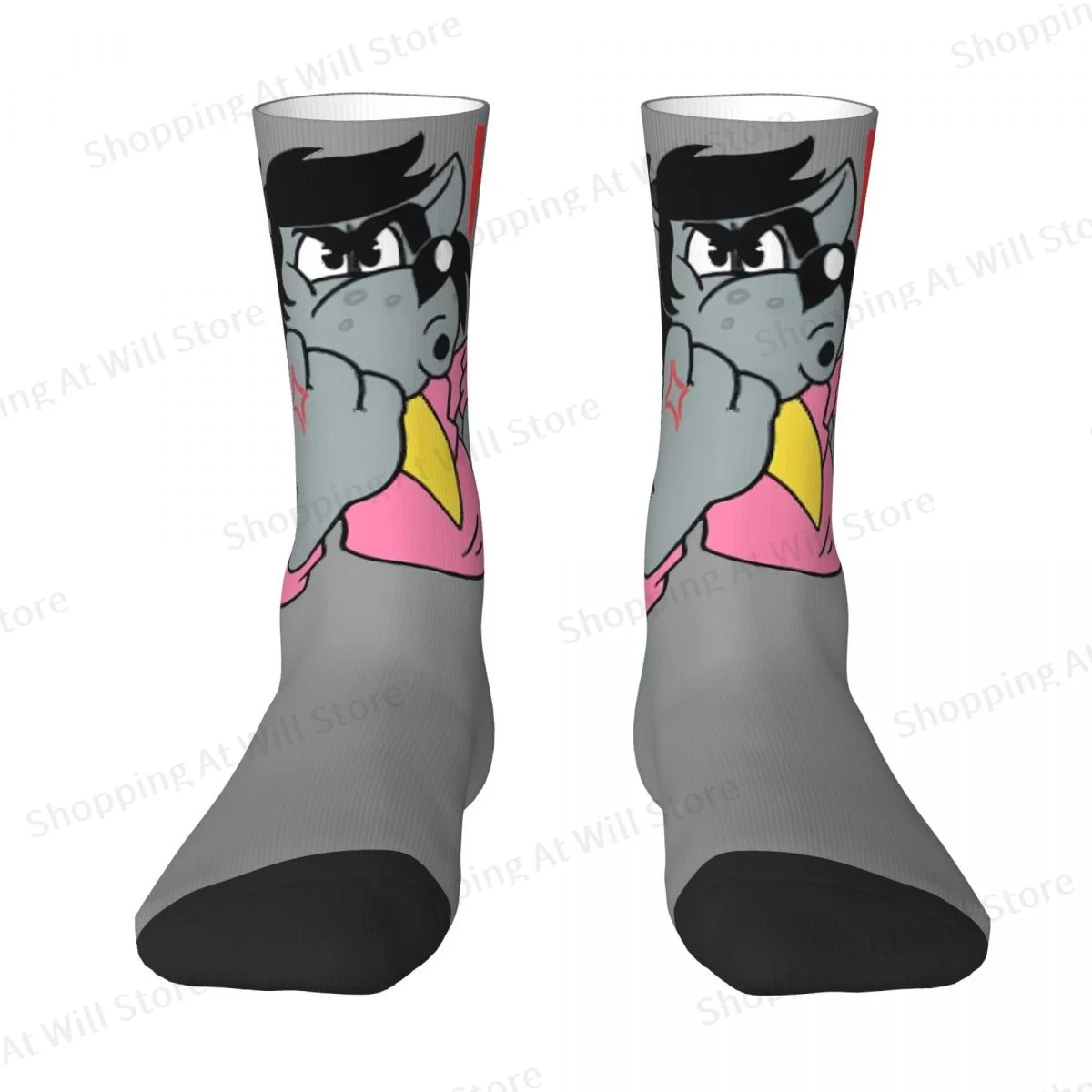 Nervous Angry Hy Nu Pogodi Well Just You Wait Wolf Hare Cartoon Unisex Winter Socks Running Fun printing Socks Street Style Sock