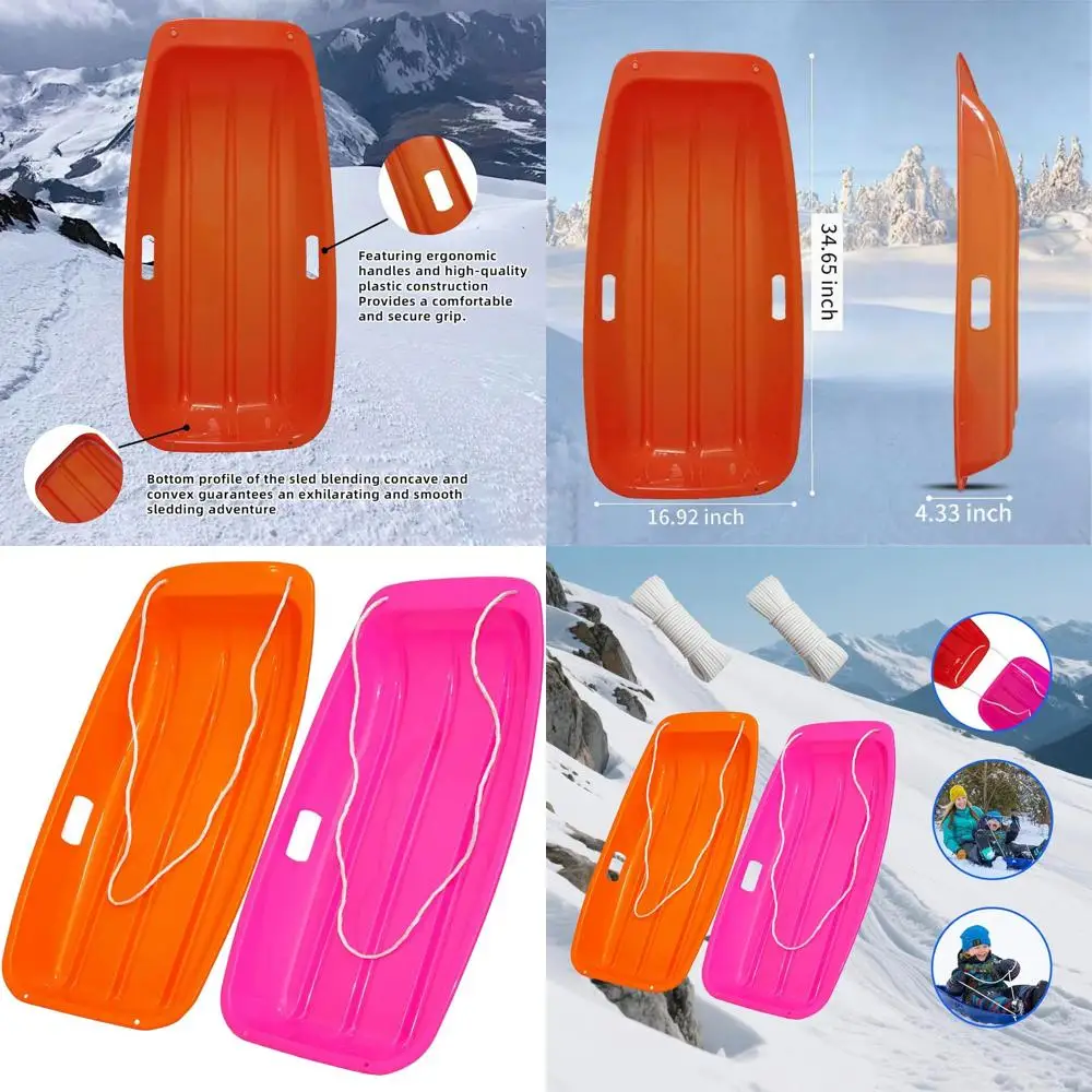 

Durable Snow Sled for Kids and Adults with Rope and Handles, Flexible Sand Sled for 1-2 Riders, Ideal for Winter Snow Sledding A