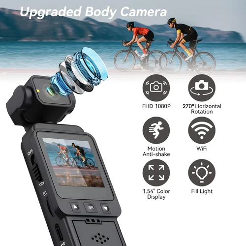 Imagen 2 del producto Cámara de acción 1080P WiFi luz de relleno cámara de bolsillo deportes Mini videocámara POV para viajes Vlogging grabación de Audio y vídeo