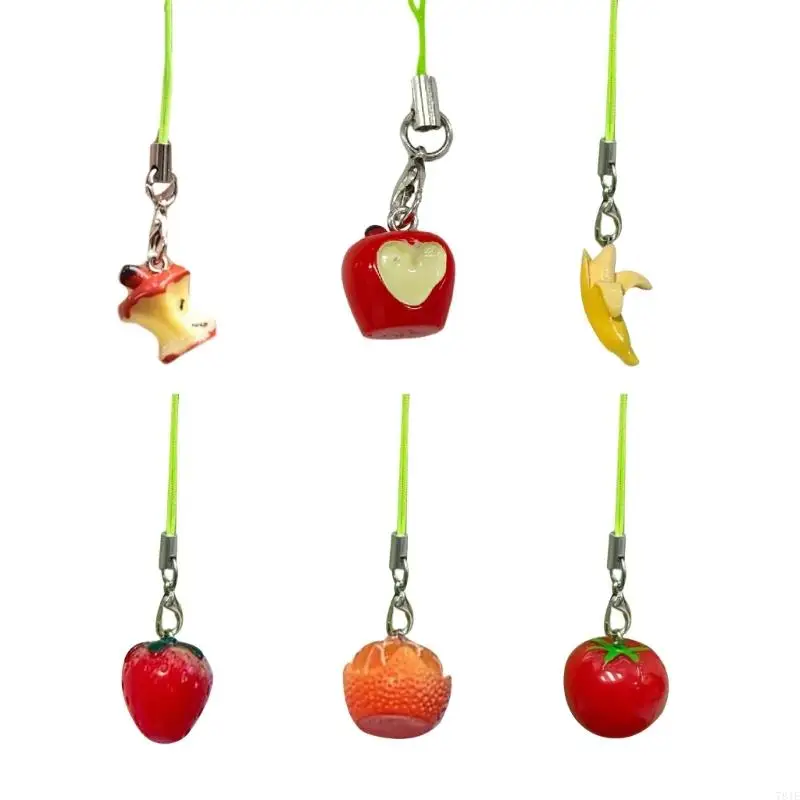 781E Multi Color Phone Lanyard Fruit Shapes Pendant Wrist Strap Detachable Phone Chains Keyring Portable Accessory for Women