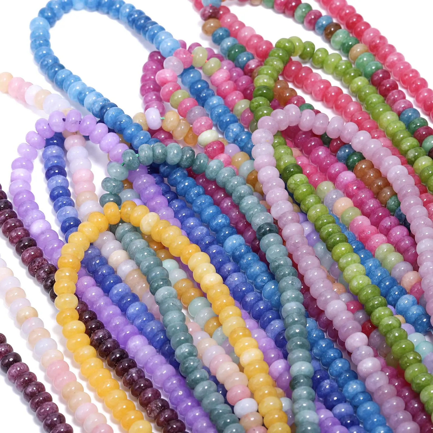 Multicolored 4x6mm Natural Stone Jade Flat Round Shape Loose Spacer Beads For Jewelry Making DIY Necklace Christmas Party Gifts