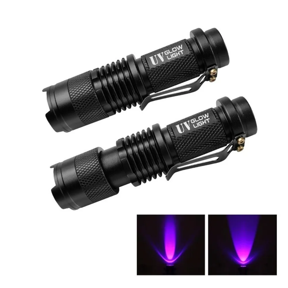 395nm UV Flashlight Mini Size Zoomable Ultraviolet Torch LED Light Source Ultraviolet Spectrum Ultra Violet Lights