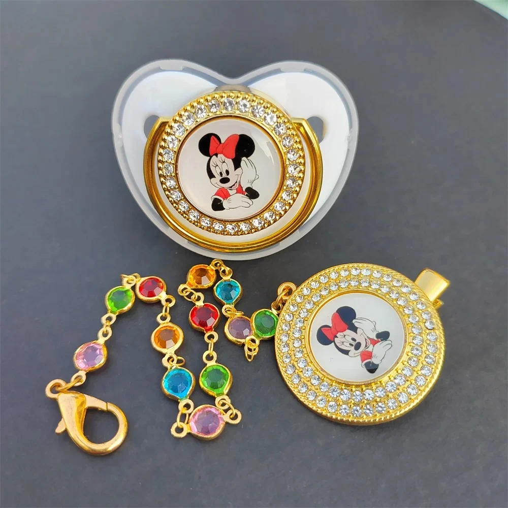 [Bestseller] Luxe Baby Fopspeen Clip Mickey Mouse Prinses Prins Fopspeen Houder Siliconen Baby Tepels Baby Tanden Bisfenol