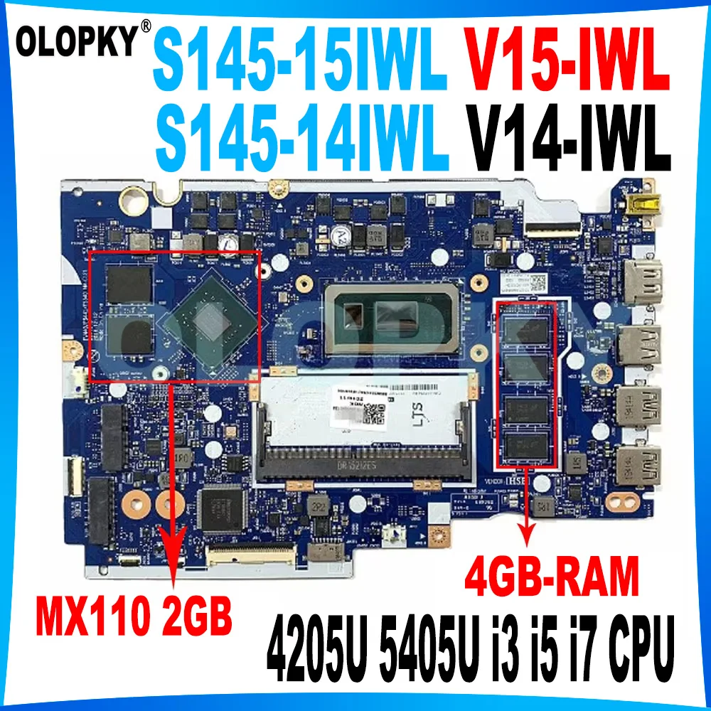 

NM-C121 Mainboard for Lenovo Ideapad S145-15IWL V15-IWL S145-14IWL V14-IWL laptop motherboard with 4205U 5405U i3 i5 i7 CPU DDR4