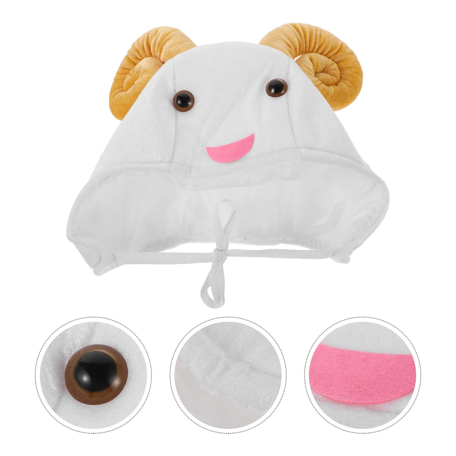 Lamb Hat Cute Animal Ear Cap Soft RAM Hood Adult Costume Cosplay Christmas Easter Farm Animal Theme Party Photo