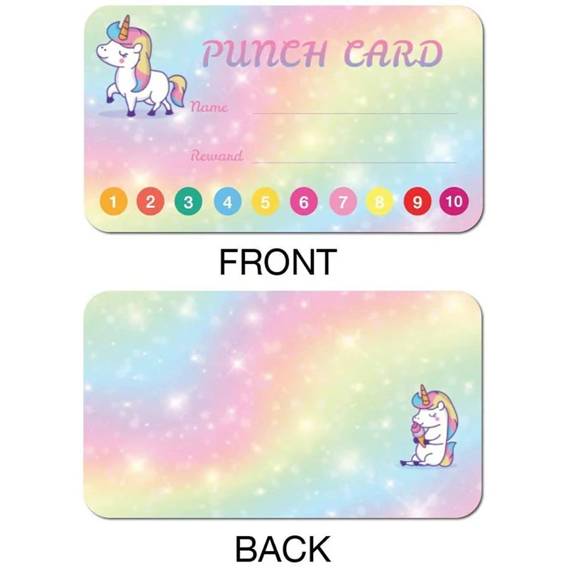 50Pcs Cartoon Kids Reward Incentive Punch Cards for Children Students Motivated Teacher Teaching Small Business