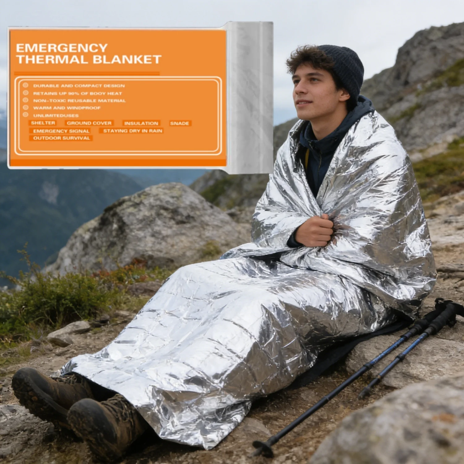 Portable Outdoor Insulation Blanket, Lightweight Thermal Blanket for Marathon Picnic Self-Driving Travel