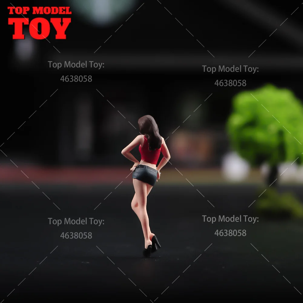 Painted Miniatures 1/64 1/43 1/87 Long Hair Beauty Fashion Girl Female Scene Props Figures Model Unpainted For Cars Vehicle Toy