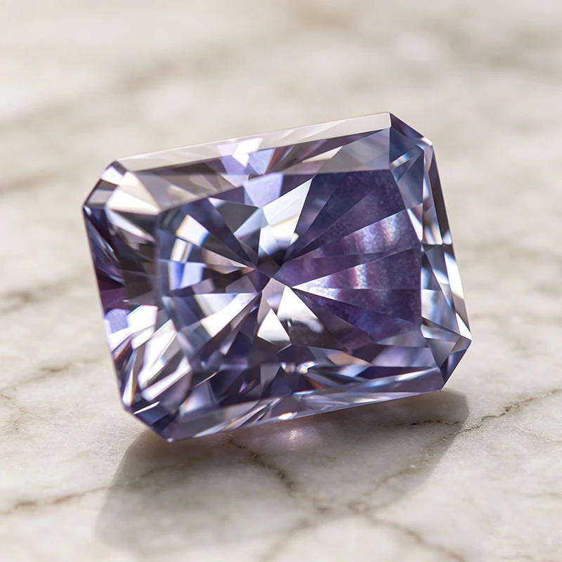 Moissanit-Stein im Radiant-Schliff, lavendelfarben, im Labor gezüchteter Edelstein für DIY-Ringe, Halsketten, Ohrringe, Hauptmaterialien mit Zertifikat – Detail 3