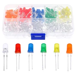 200pcs F5 5mm LED Diode Light Round Bright White Yellow Red Green Blue Assortment Kit pack