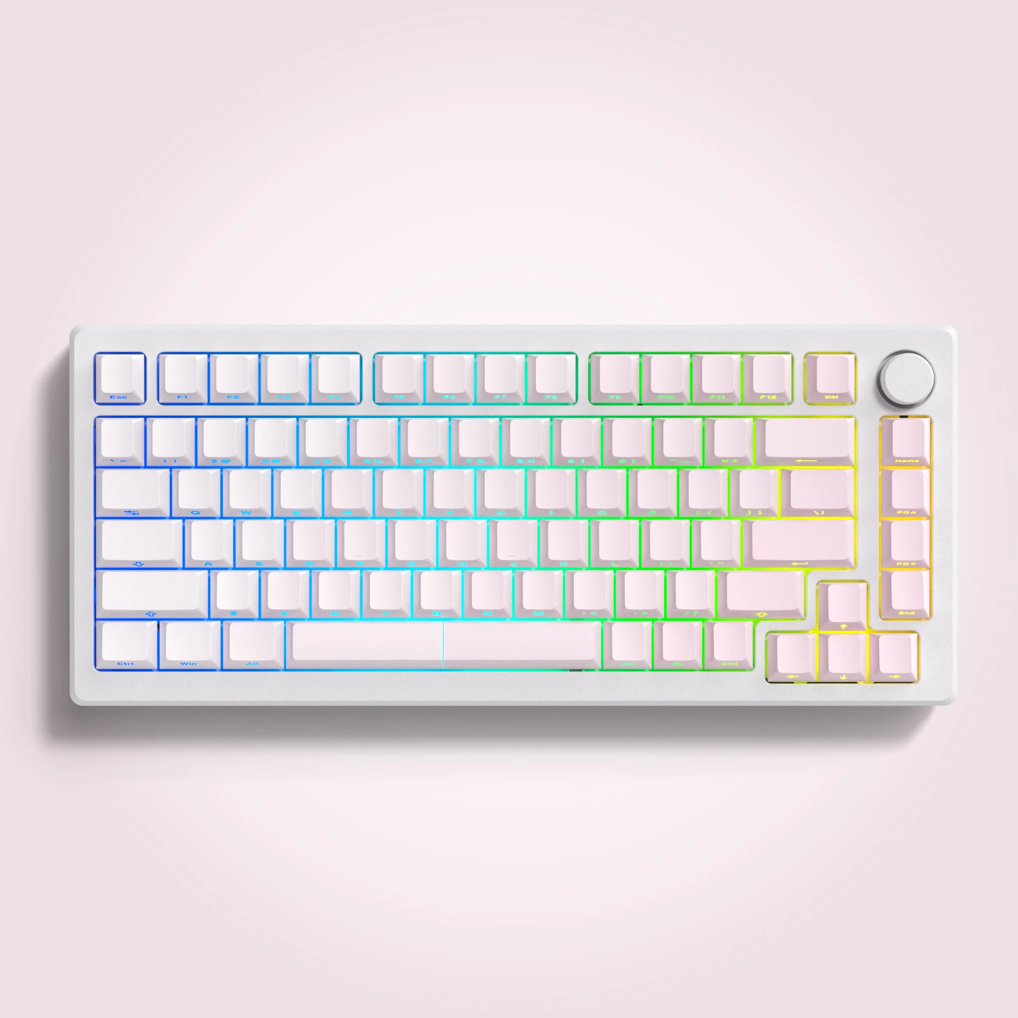 Imagem -04 - Gradiente Rosa Branco Side Print Keycaps Brilho Através de Pbt Double Shot Backlit Teclado Mecânico mx 108 87 84 64 61 121 Chave