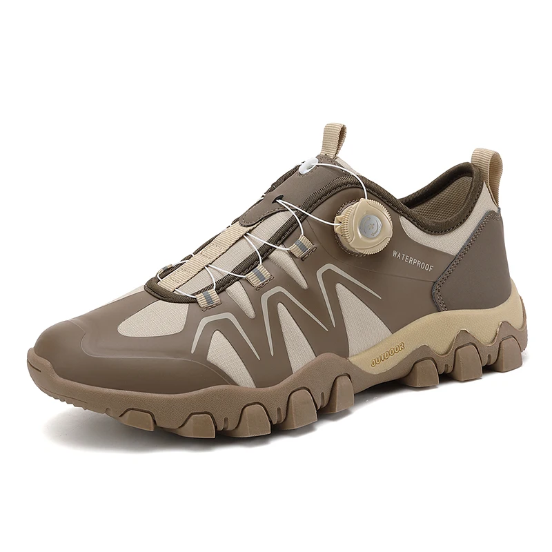 Novos sapatos de caminhada masculinos, sapatos de caminhada ao ar livre confortáveis e respiráveis, sapatos de viagem duráveis, cores pretas, cinza e cáqui