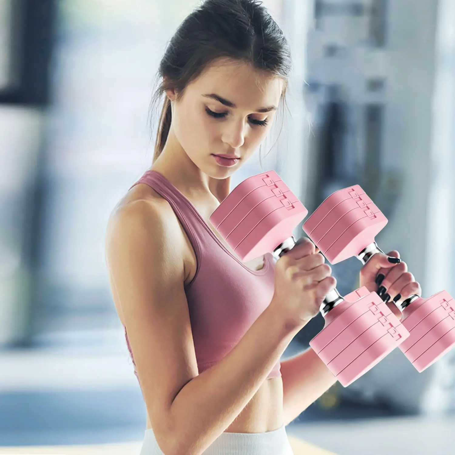 Home Gym Exercise, Adjustable Dumbbell Set, Metal, No Color Mentioned, 5-in-1 Design, Multiple Weight Options for Men & Women