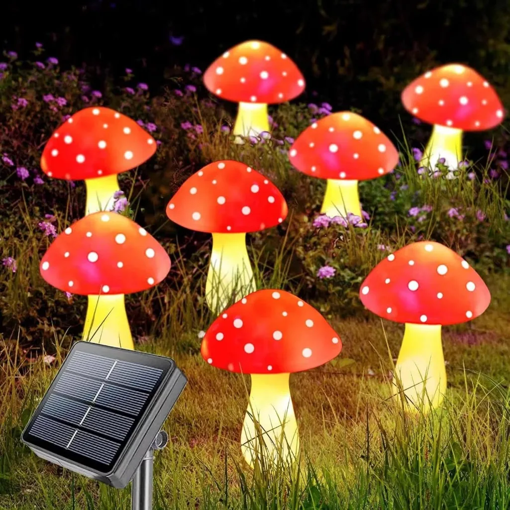

8pcs/12pcs/20pcs Outdoor Waterproof LED Solar Garden Decorative Mushroom Lights and Elegant Lawn Passage Decorative Lights