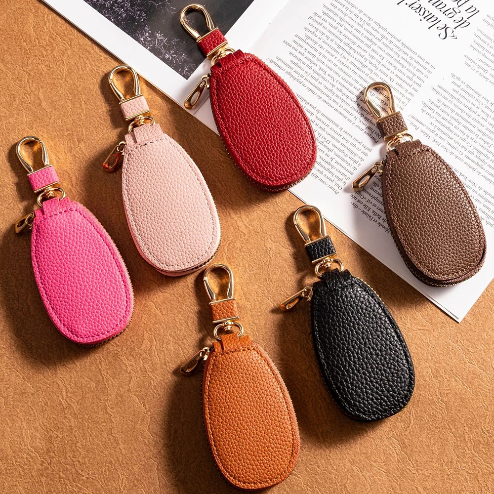 

1Pc Unisex Mini Car Key Bag Men Leather Key Protection Case Women Portable Multi-function Simple Pendant Key Chain