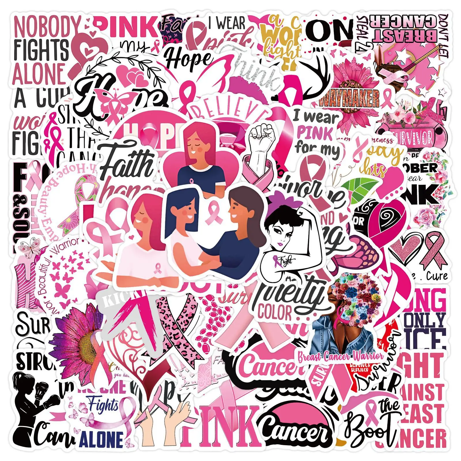 

60PCS Red Ribbon Charity Action Inspirational Graffiti Decorative Laptop Helmet Guitar Phone Case Waterproof Stickers Kids Toy