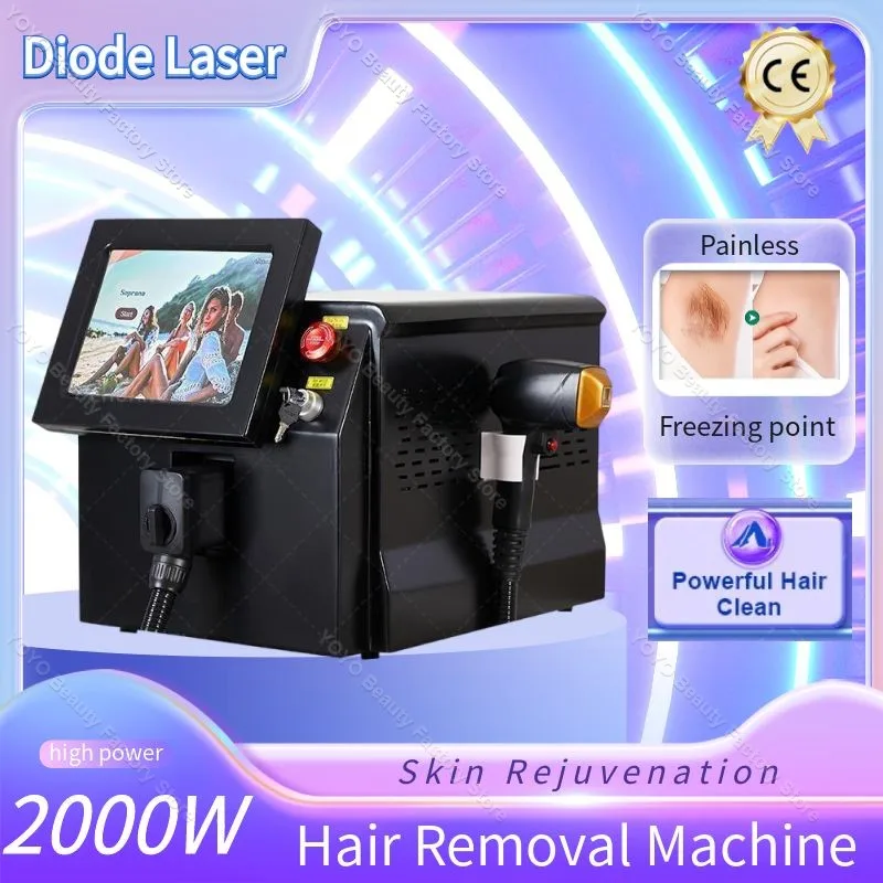 

Diode Laser Hair Removal Machine 3 Wavelength 755nm 808nm 1064nm 2000W Painless Permanent Hair Removal Skin Rejuvenation