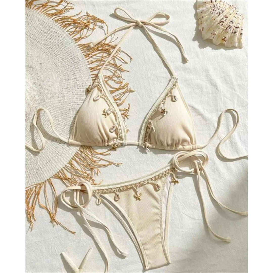 Neuer Splicing-Neckholder-Bikini mit Trägern, brasilianischer Stil, Damen-Badeanzug, zweiteiliges Bikini-Set, Badebekleidung, Badeanzug, Schwimmanzug V6024 – Detail 21
