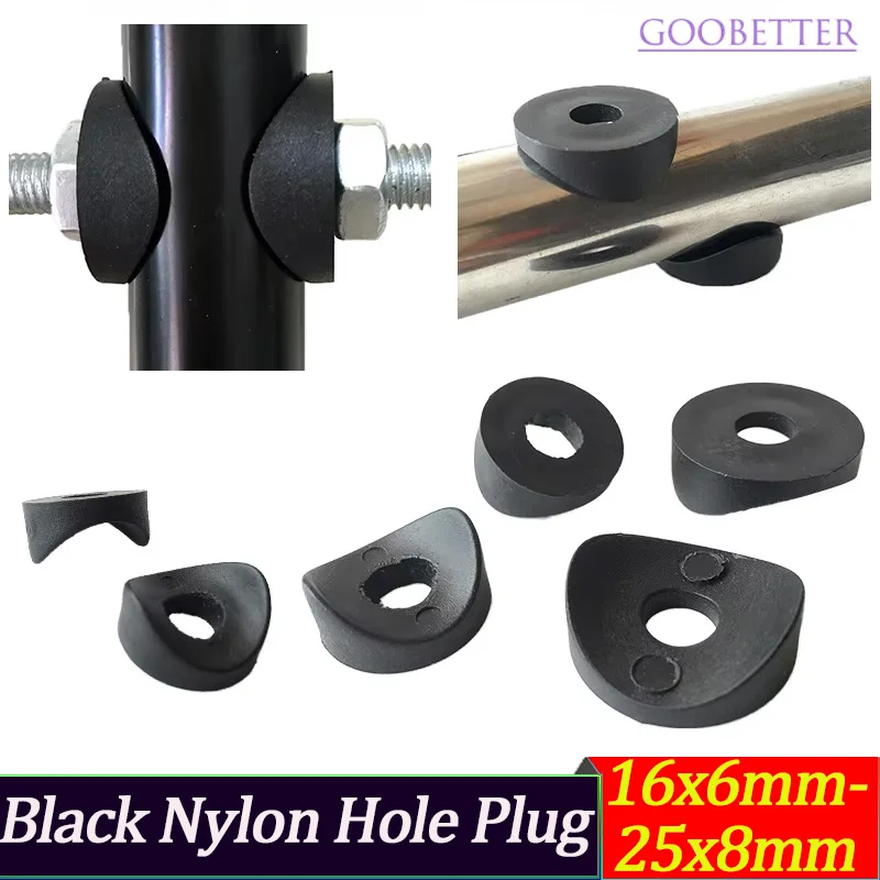 Black Nylon Hole Plug Caps, Dust Proof Waterproof Sealing Cover, 16mm-25mm Size for Pipe Bolt Furniture Grommet Protector