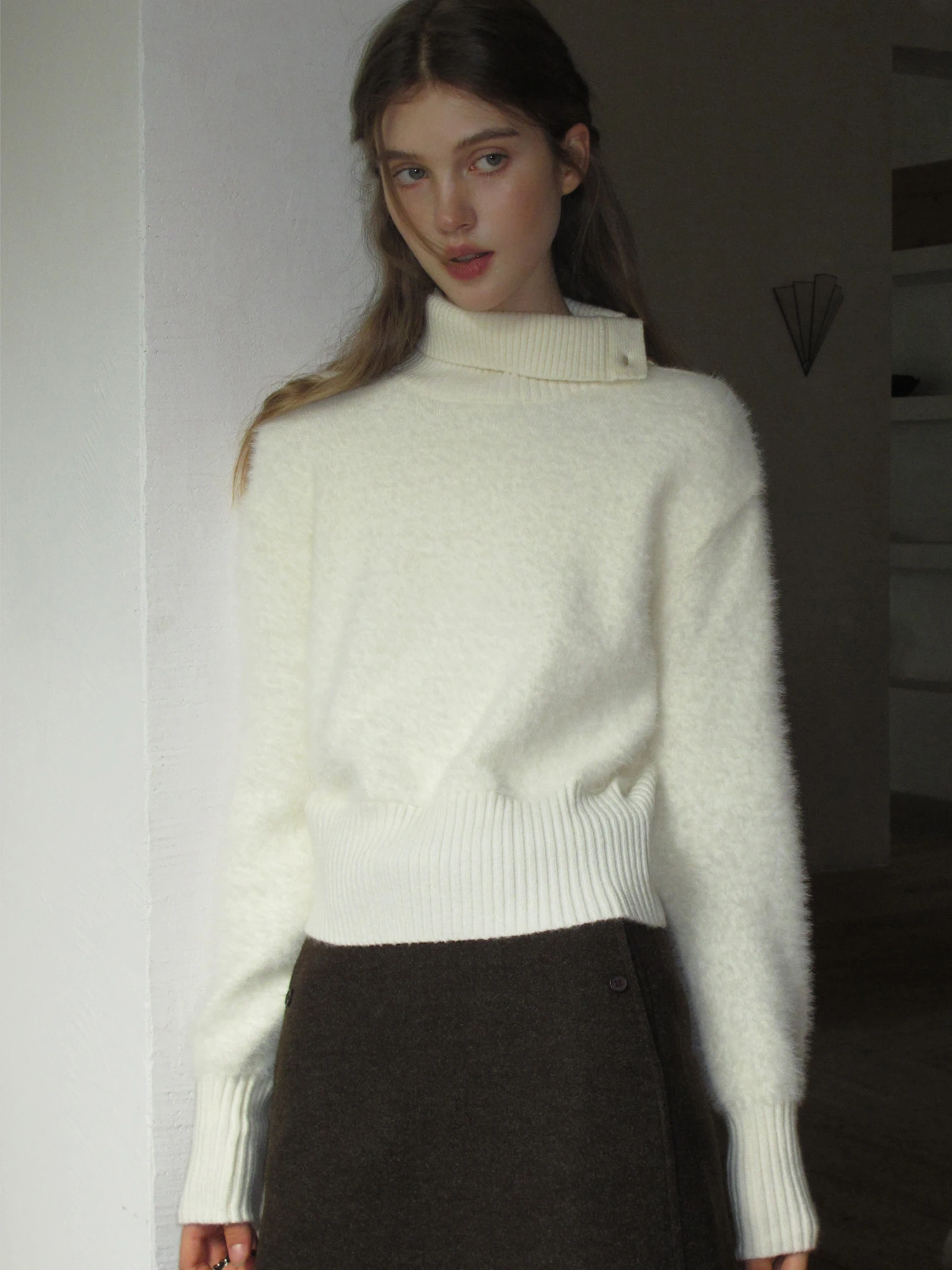 

Теплый и комфортный вязаный джемпер EGGKA с пуговицами, однотонный, из нейлона, свободного кроя, для осени и зимы