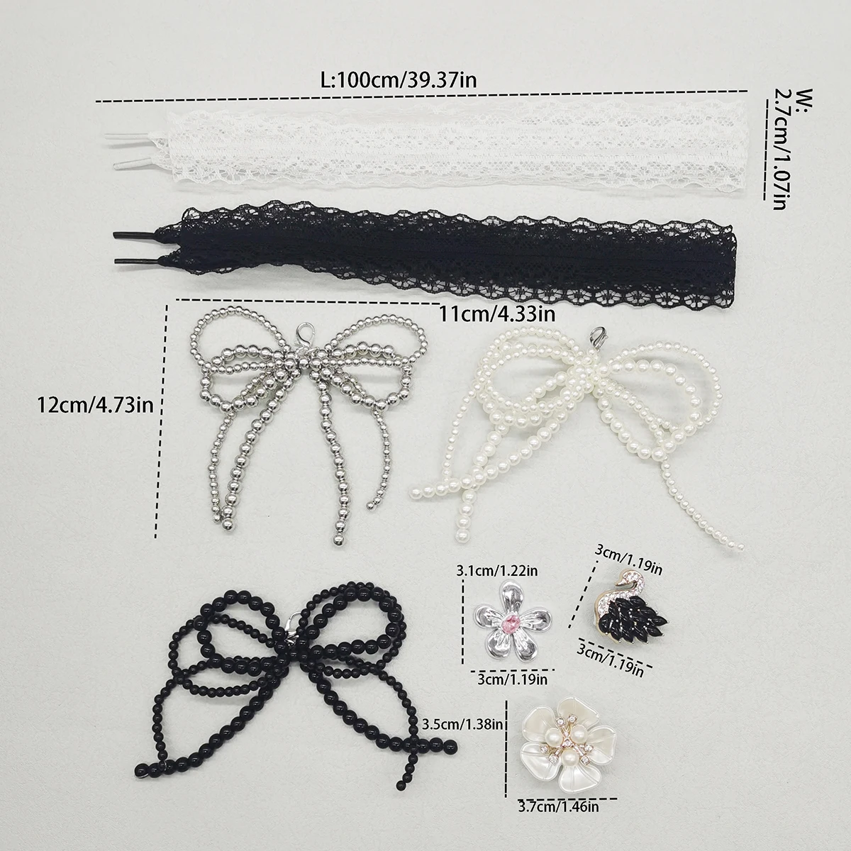 6 قطعة أربطة الحذاء الدانتيل ديكور الباروك فو اللؤلؤ القوس الأحذية المعلقات زينة زهرة رباط الحذاء مقاطع اكسسوارات سوان أبازيم الأحذية