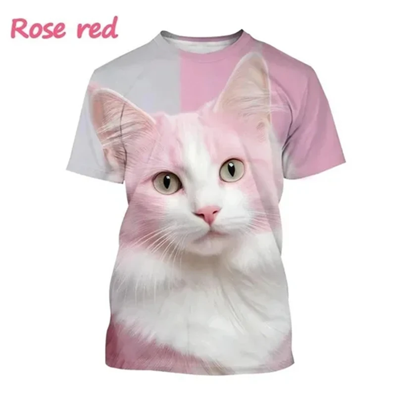 Cat 3D Printed T Shirt Cute Animal Pet Cat Baby Graphic T-shirt For Men And Women Fashion O Neck Short-sleeved Casual Tops