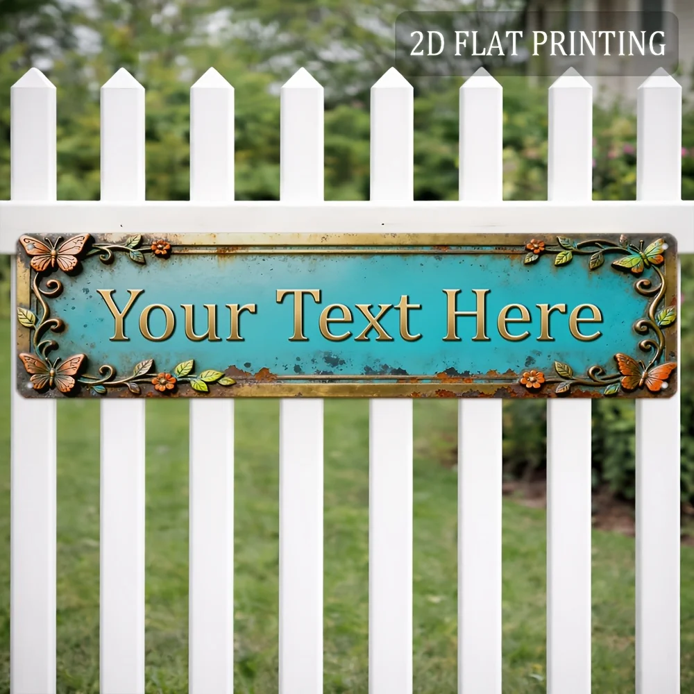 2D Flat, 1pc Outdoor Plaque & Wall Decor, DIY Customizable Text Sign, Vintage Metal Sign, Suitable for Gates, Front Doors, Fence