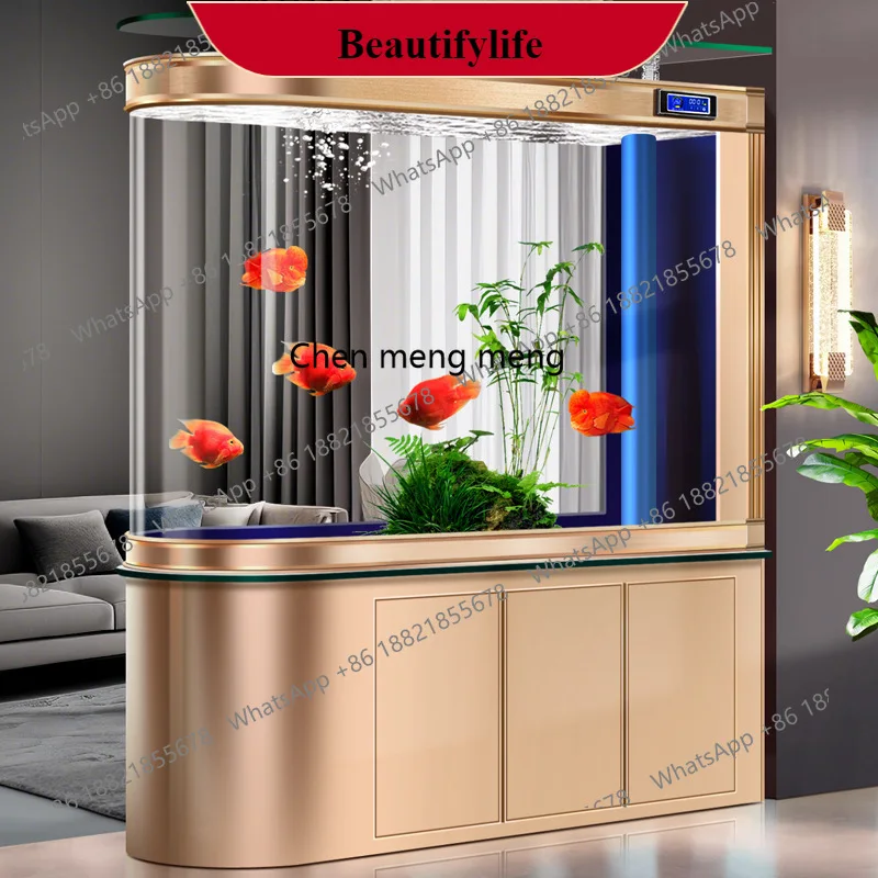 

G153 Bottom filter fish tank living room partition screen entrance new office large floor aquarium