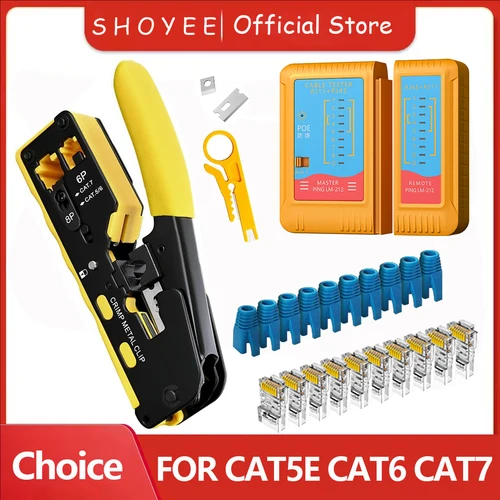 Nueva alicates de engarzado Rj45 Rj12 Rj11 Cat7 Cat6 Cat6A Cat5 Cat5e herramienta de engarzado de pelado con conectores Ethernet 8P/6P