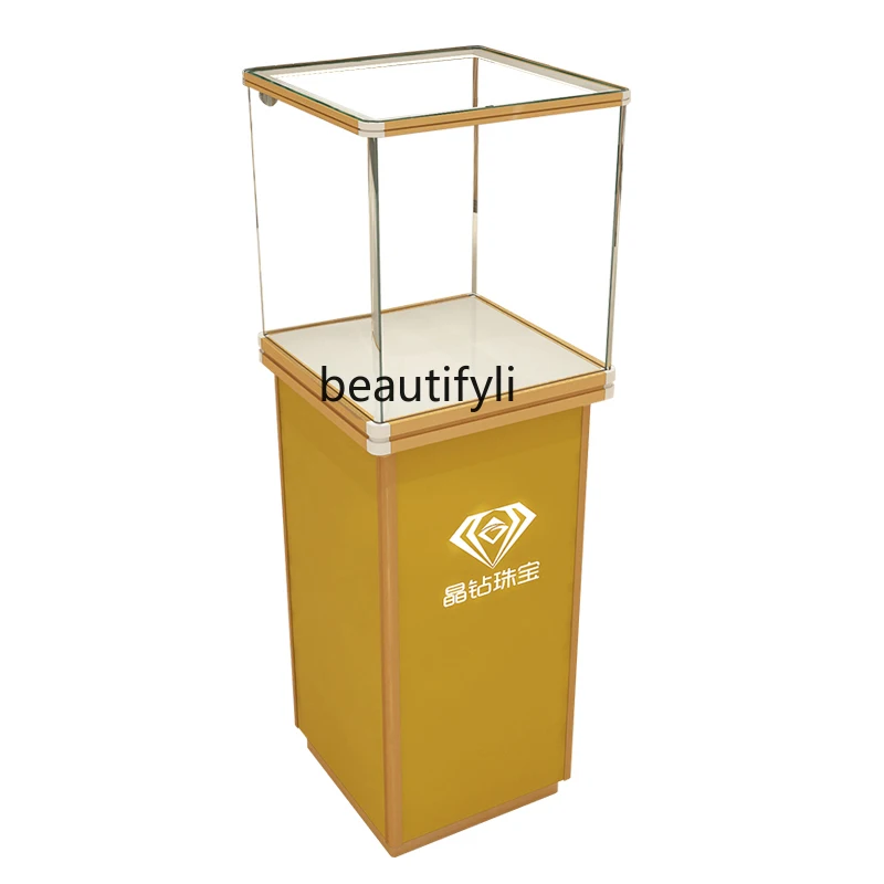 Tempered Glass Jewelry Showcase Aluminum Alloy Independent Jewelry Counter Sample Showcase