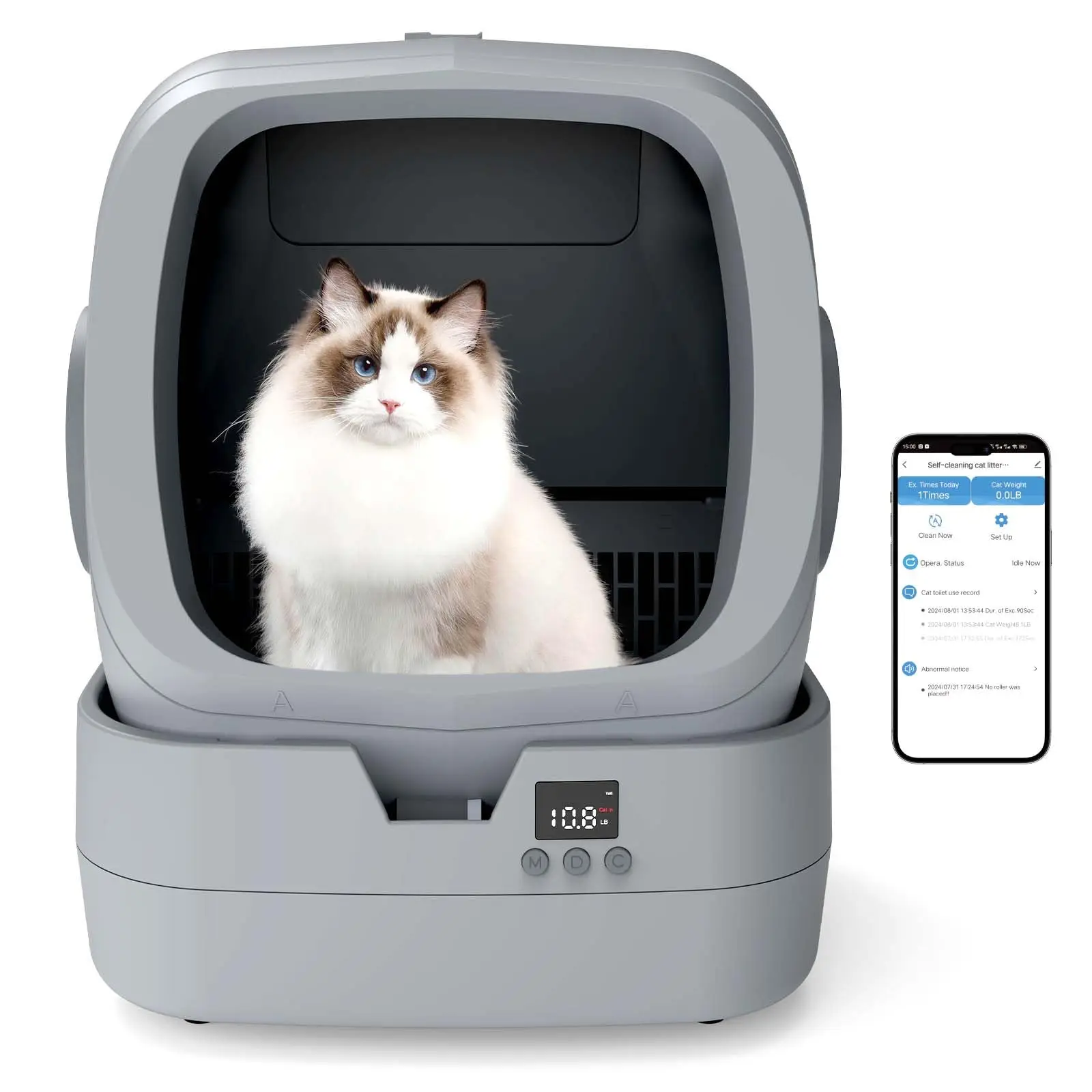 Automatic Cat Litter Box Self Cleaning - APP Control - Weight Monitoring - Ultra-Quiet, Medium Cats and Kittens Litter