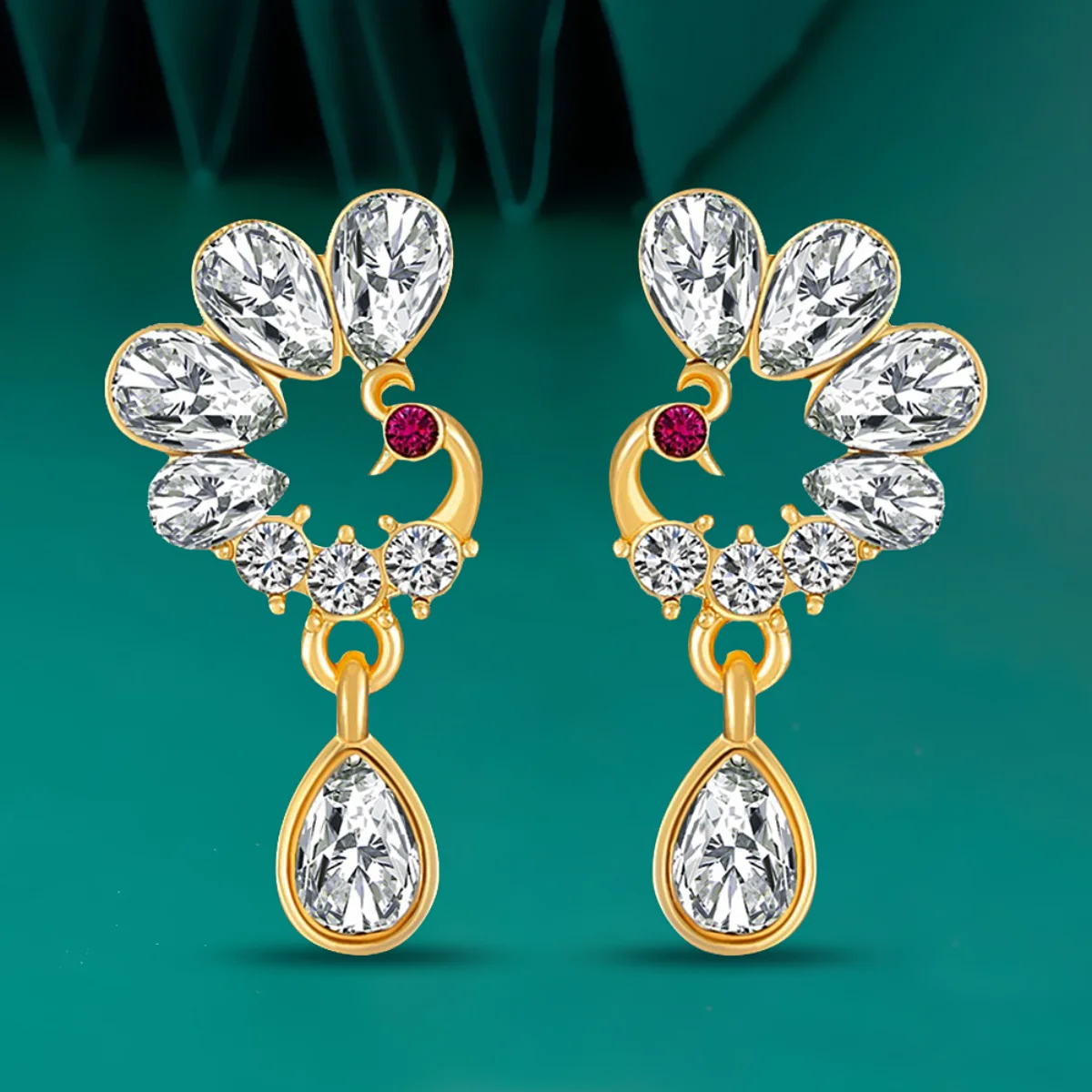 

New Style peacock earrings female retro fashion luxury inlaid zircon phoenix earrings earrings national tide earrings piercing1$