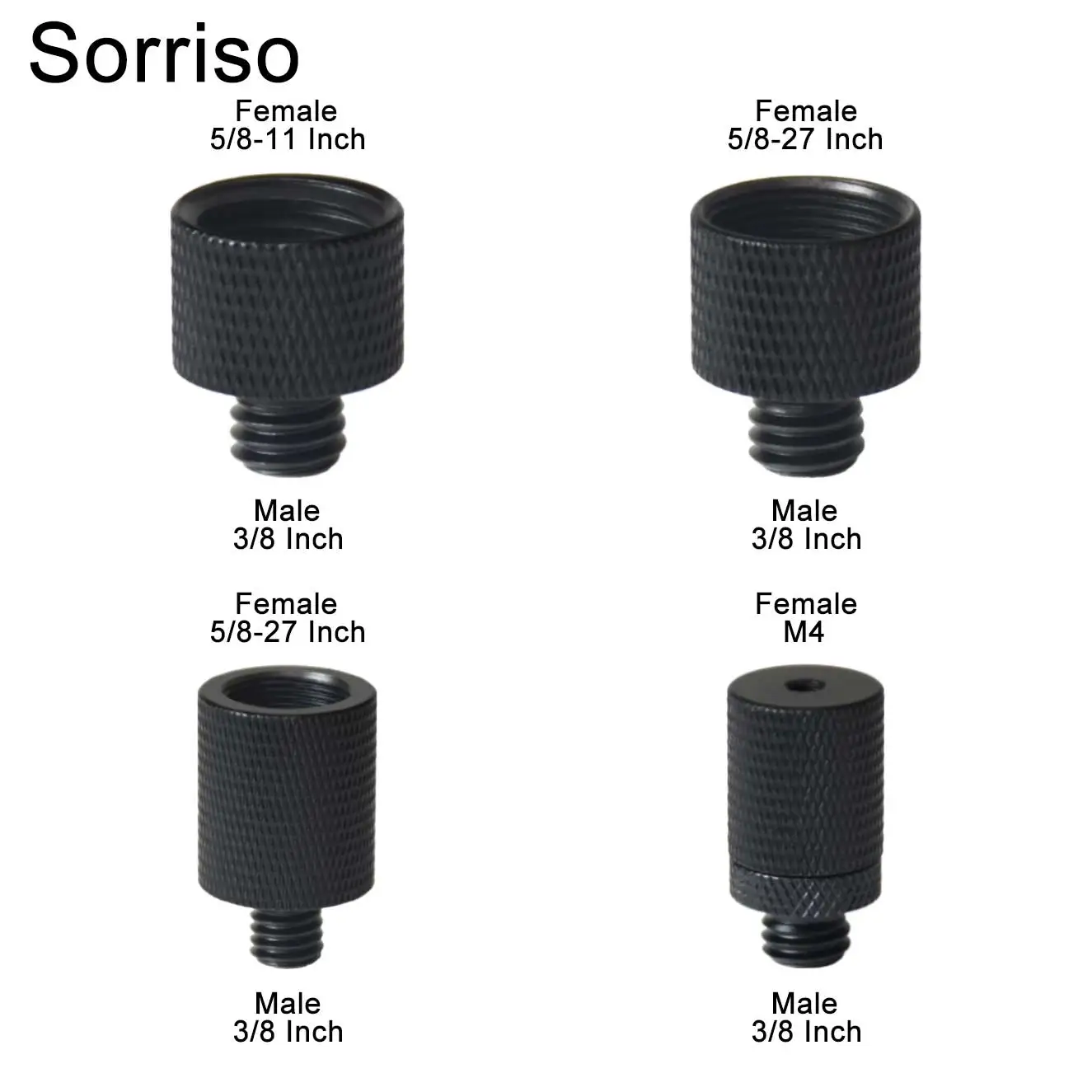 Sorriso 카메라 나사 어댑터, 라이브 플래시 브래킷용 삼각대 볼헤드, 3/8 인치에서 암 1/4 3/8, 5/8 인치 M4 M5 M6 M8 M10