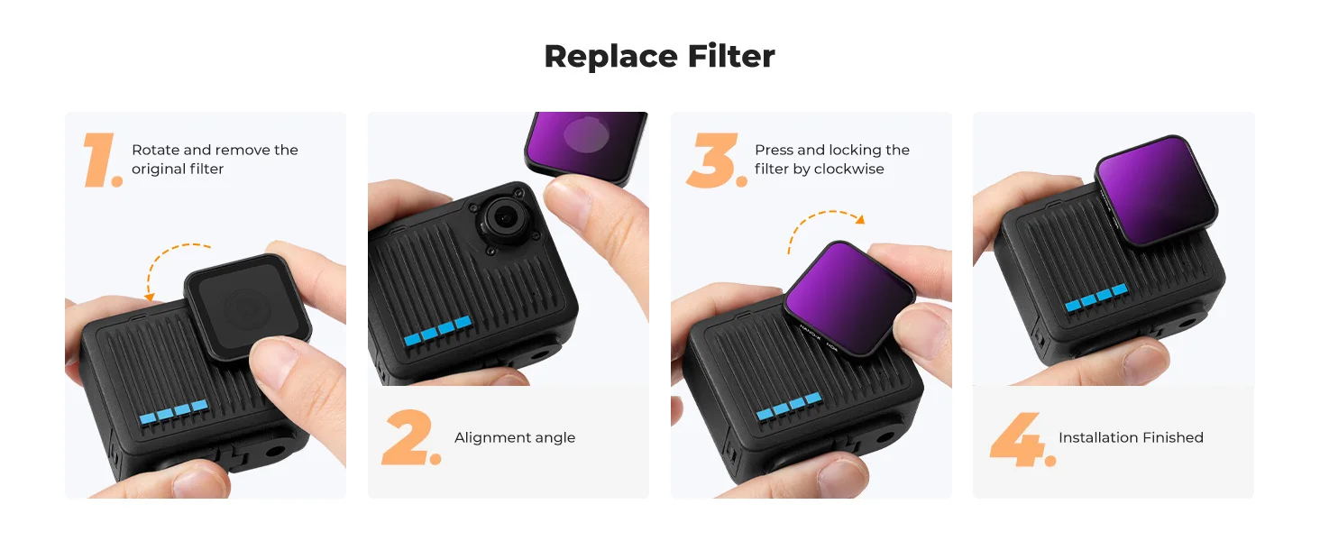 K&F CONCEPT PL ND4 ND8 ND16 Filter für GoPro HERO 4K Kamera Neutraldichte Polarisationsfilter mehrfach beschichtet HD optisches – Detail 5