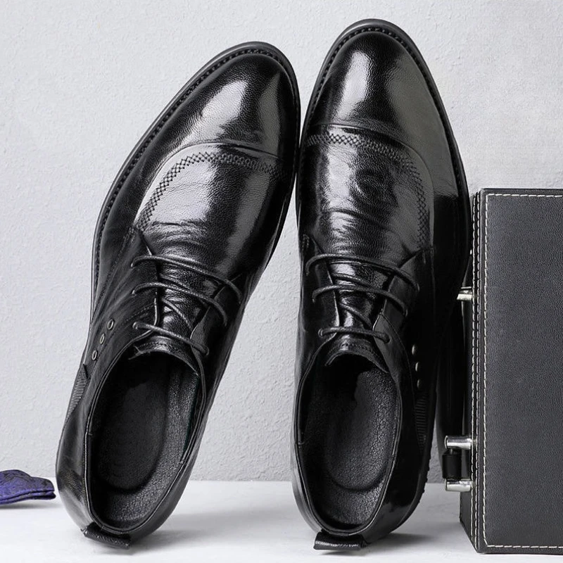 

Деловые мужские деловые туфли с круглым носком, весна-осень 2025 года, офисные элегантные и классические 39 джентльменские черные социальные туфли, мужские туфли