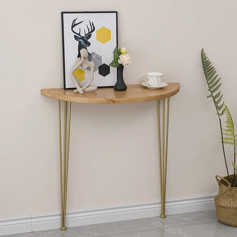 Solid Wood Semicircle Console Tables Against The Wall Narrow Table Minimalist Corridor Furniture Chinese Entrance Decor Desk