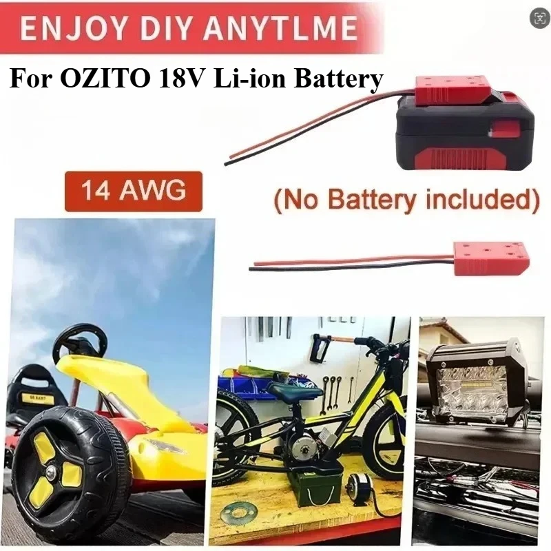 DIY Battery Power Wheels Adapter Connector for OZITO 18V Li-ion Battery with Switch 14 AWG for Power Wheels Upgrade