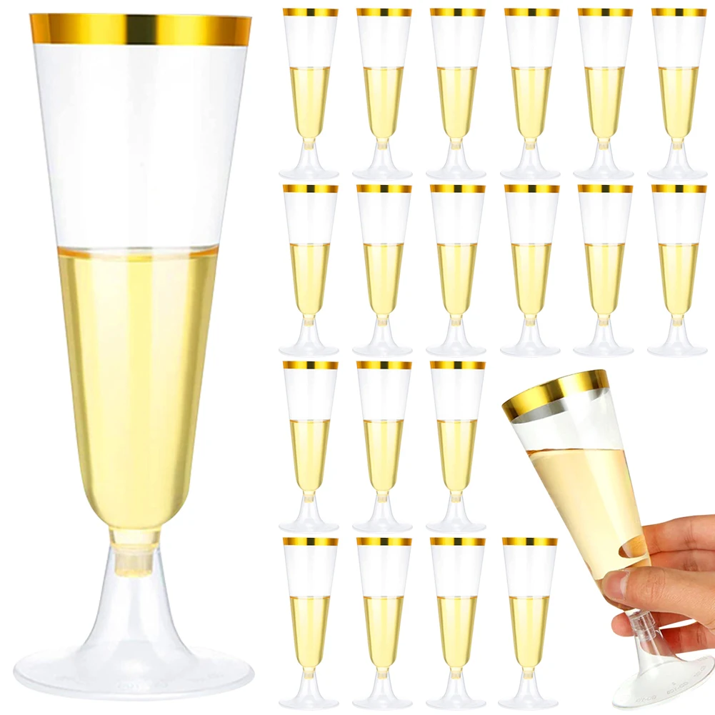 

25Pcs 150ml Disposable Champagne Flutes Plastic Champagne Glasses Transparent Wine Glasses for Wedding Toasting Flutes Party