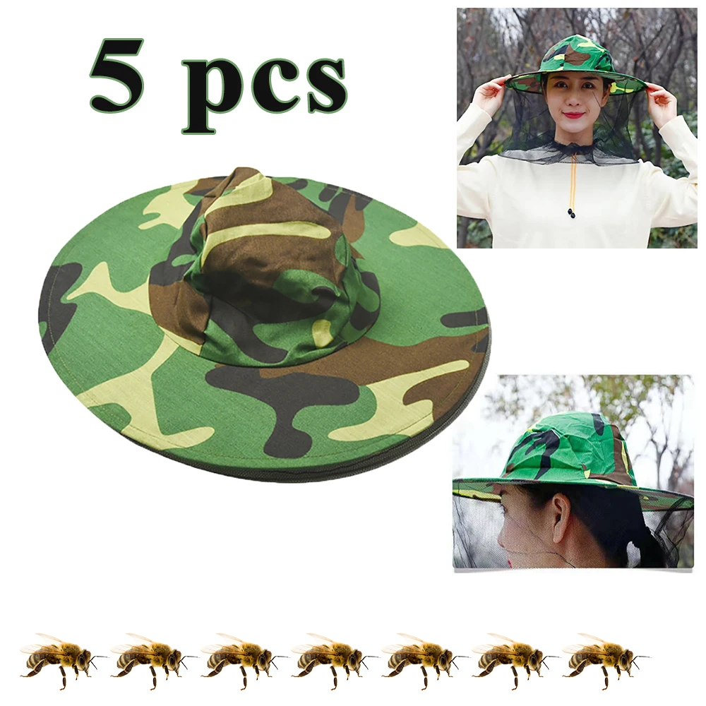 5PCS Insect Net Protection Mesh Full Mosquito Nets Hat Netting Garden Head Face Mask Protector Facial Bee Sting Proof Beekeeper