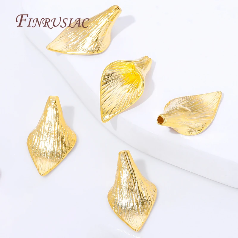 18K Gold Plated Brushed/Textured Bead Caps,Brass Cone Flower Petal End Caps For Jewelry Making DIY Bracelet Necklace Findings