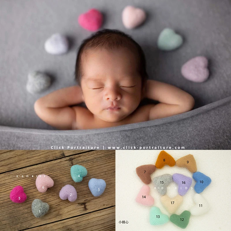 Love Heart Newborn Photography Props Handmade Felted Wool Love Heart Shape Photo Props Baby Girls Shoot Photo Studio Accessories