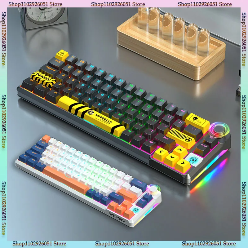 

A68 Knob 65 Percent Wired Rgb Backlit Mechanical Keyboard Hot Swappable 66 Keys Pc Gamer Portable Esports Outemu Switch Clavies