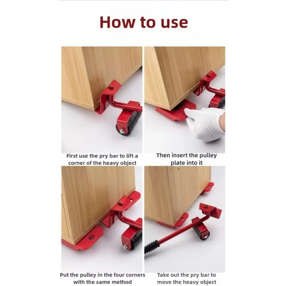 

5 шт., универсальный набор для перемещения мебели на колесах, вращающийся на 360 градусов, экономия усилий, легкий подъемник для мебели, удобная ручка