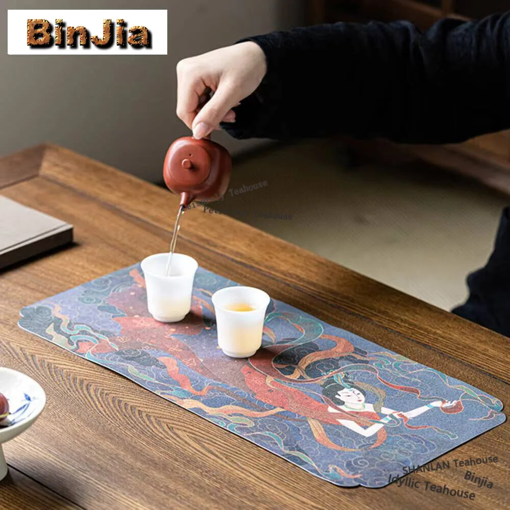 حصيرة رغوة جافة على الطراز الصيني ، منشفة شاي على الوجهين ، طاولة شاي منزلية ، خرقة احترافية ، متعددة الأغراض ، مشغولات تحديد الموقع #6