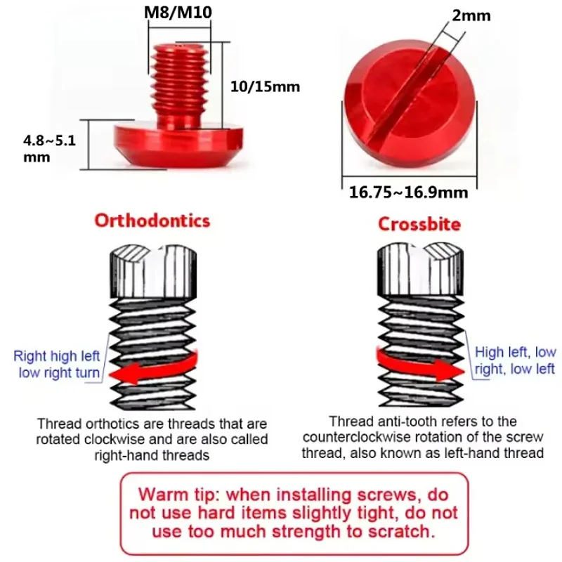 M8 M10 Aluminum Alloy Right＆Left Thread Slotted Mototcycle Rearview Mirror Hole Plug Screw Rearview Mirror Anti-Rust Holder